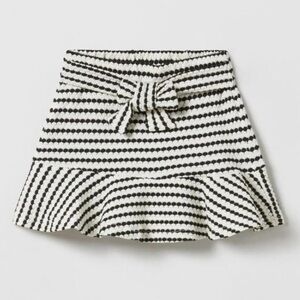 Zara Black and White Mini Skort with Tie Front and Ruffles-Size 8
